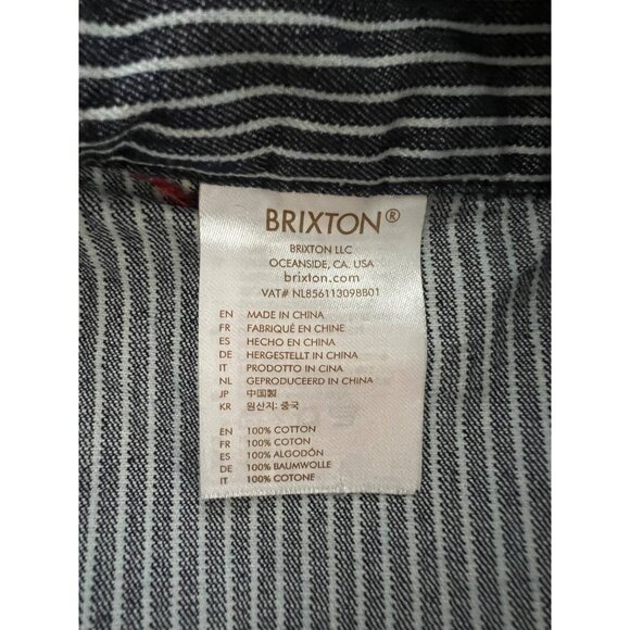 Brixton M Navy & White Striped Denim Long Sleeve Jumpsuit With Zip Closure & Poc - Picture 9 of 10